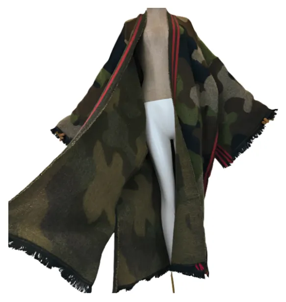 Pre Order:  Army Green Camouflage Kimono-Cardigan - WINI