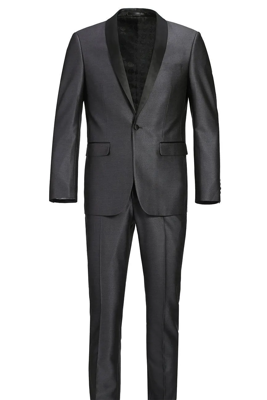 "Paris" Sharkskin 1-Button Shawl Tuxedo (2-Piece Set)