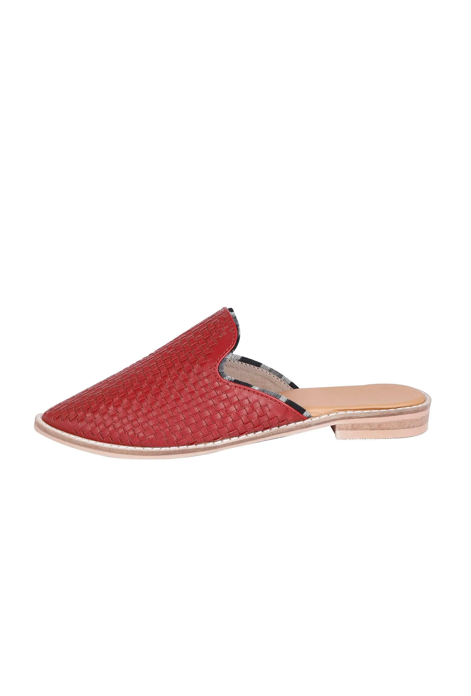 Red Handwoven Cruelty-Free Leather Slip-Ons