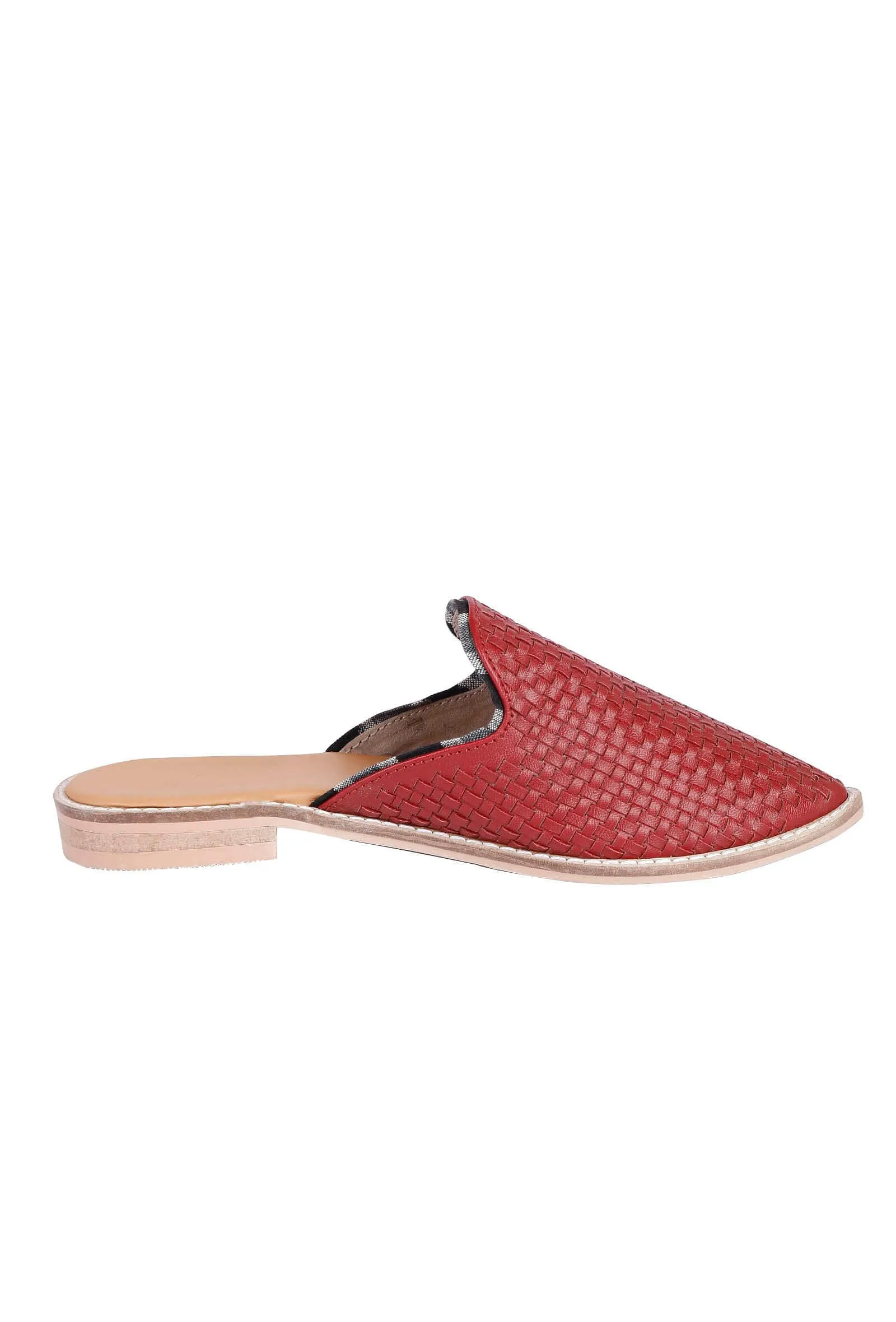 Red Handwoven Cruelty-Free Leather Slip-Ons