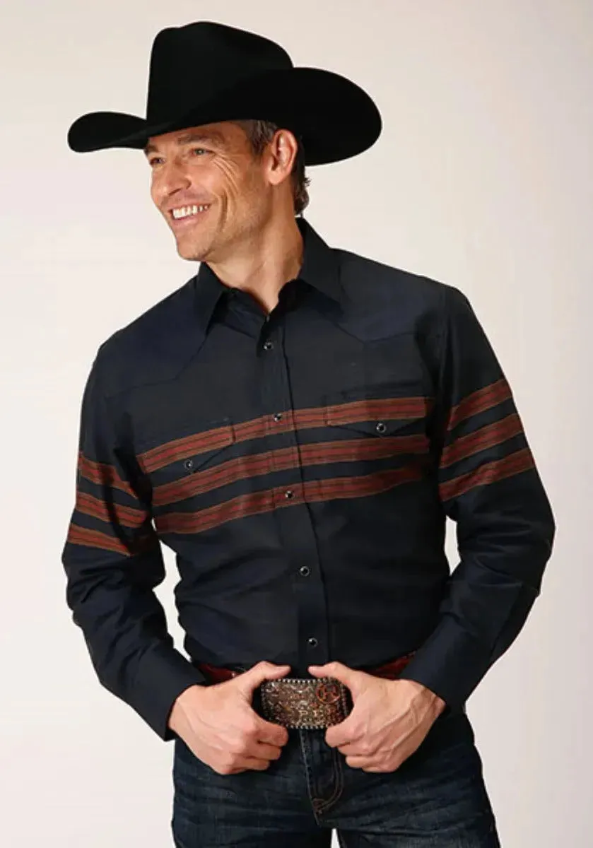 Roper Black Saddle (Black) - Men's Western Shirt