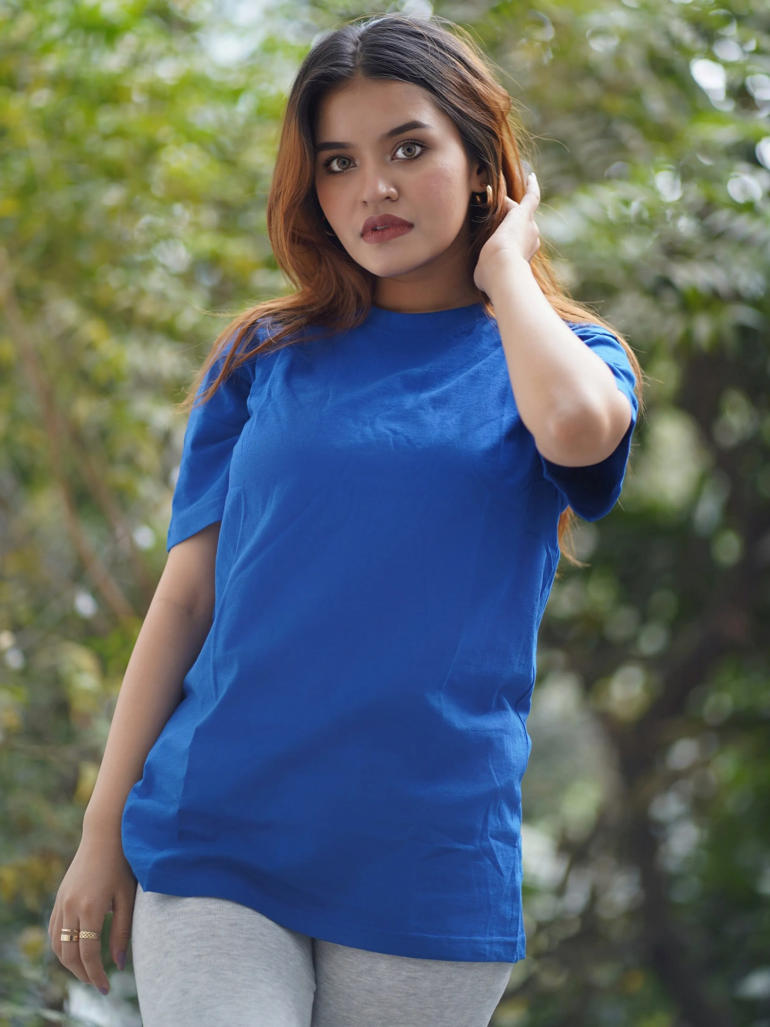 Round Neck Royal Blue Half Sleeve