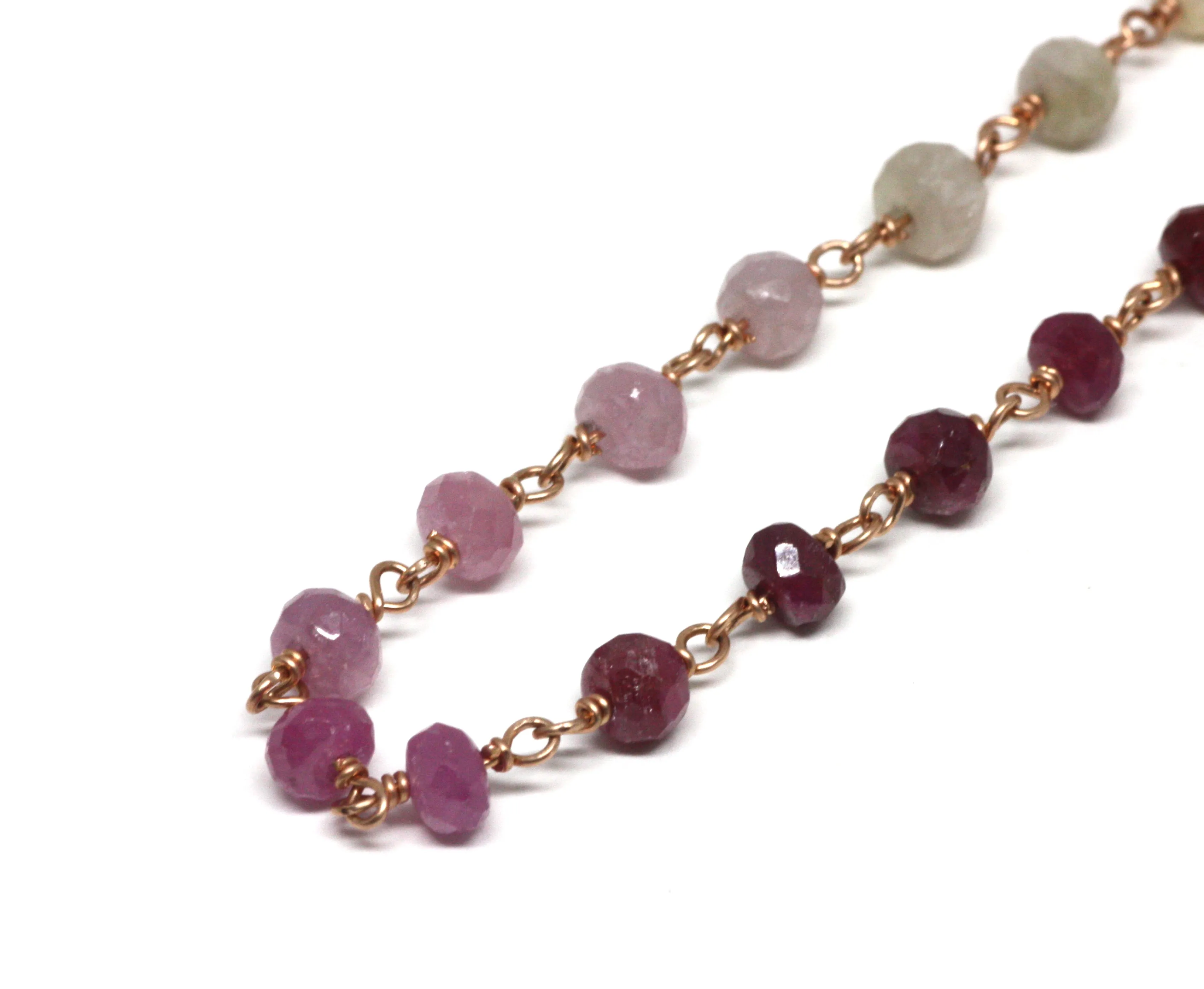 Ruby Gradient Bracelet in Wire Wrapped Rose Gold