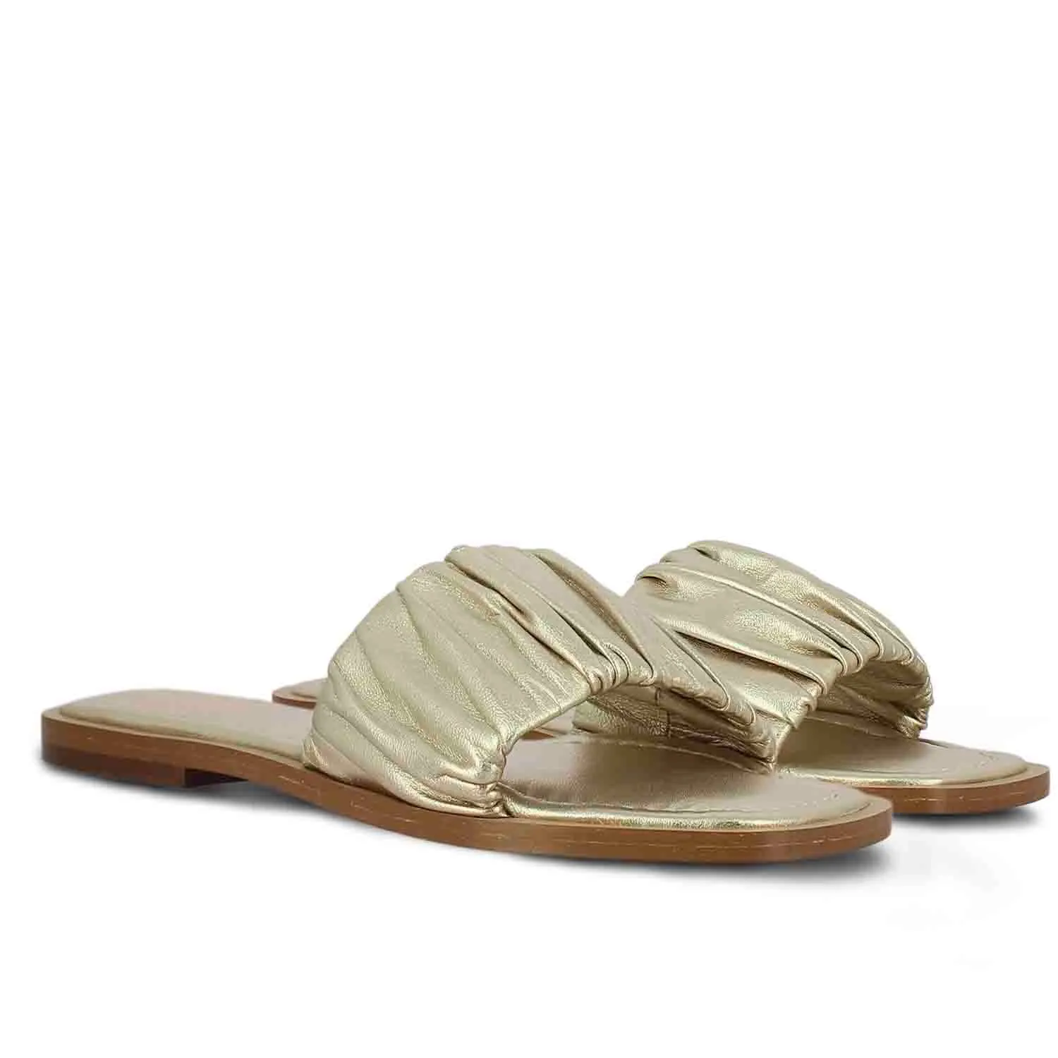 Saint Beatrice Platin Handcrafted Leather Slides