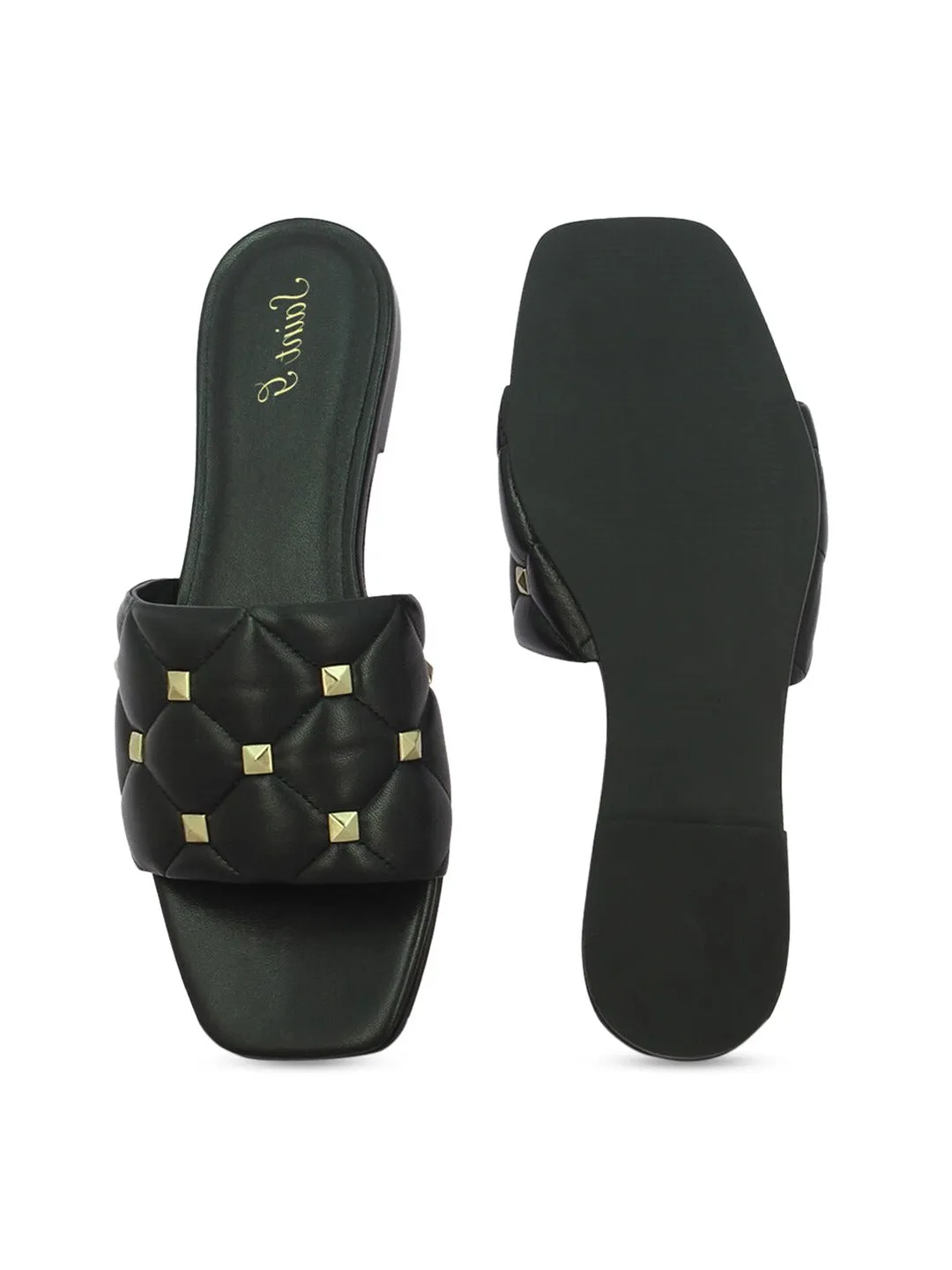 Saint Ludovica Black Handcrafted Leather Slides