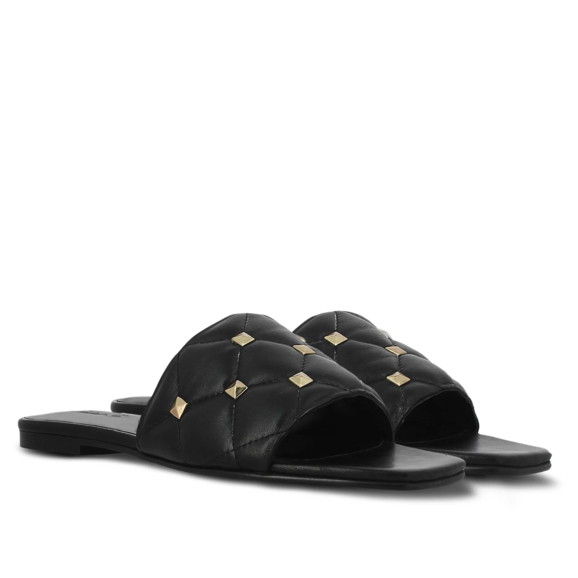 Saint Ludovica Black Handcrafted Leather Slides