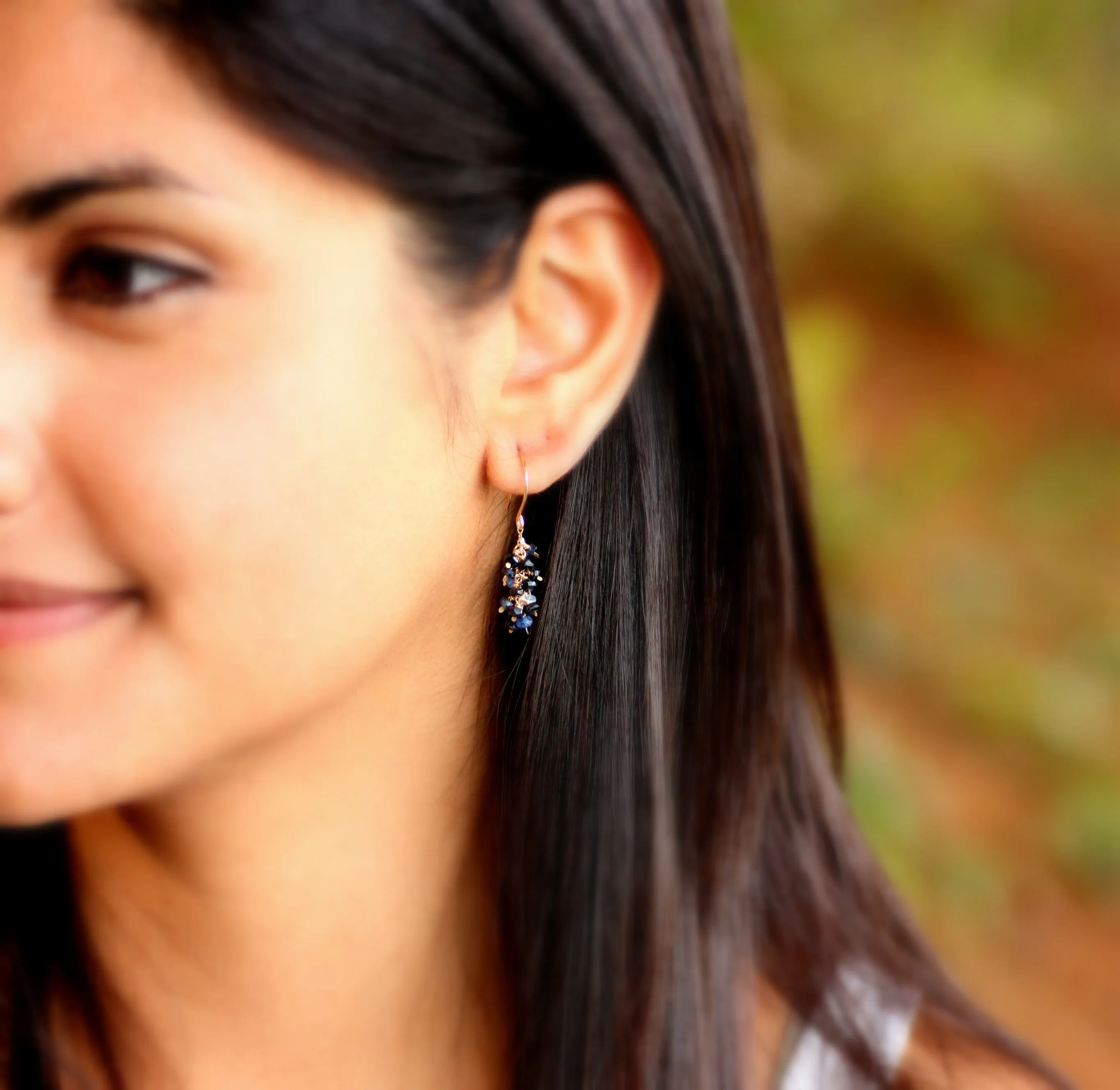 Sapphire Cluster Earrings