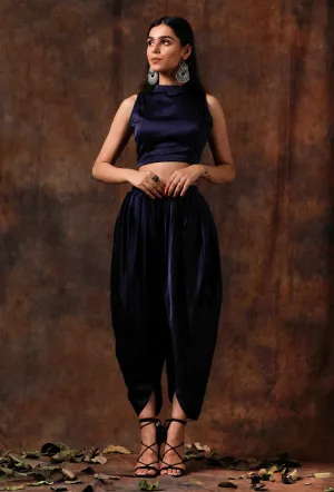 Set of 2 : Blue Satin Blouse and Dhoti