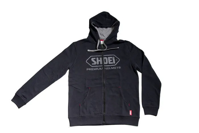 Shoei Motorcycle Helmets Logo Zip Up Hooded Jacket Hoodie - Black