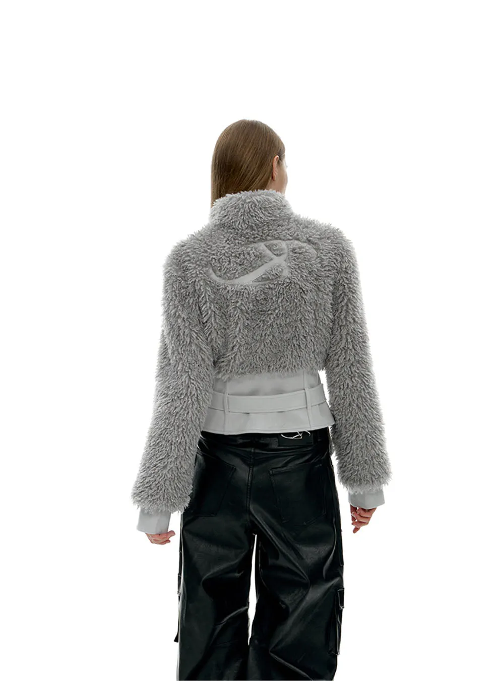 Short stand collar fur jacket