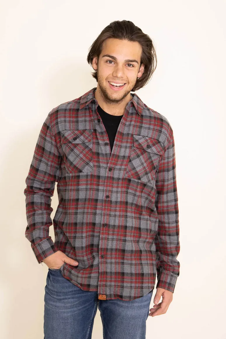 Simply southern mens red plaid flannel