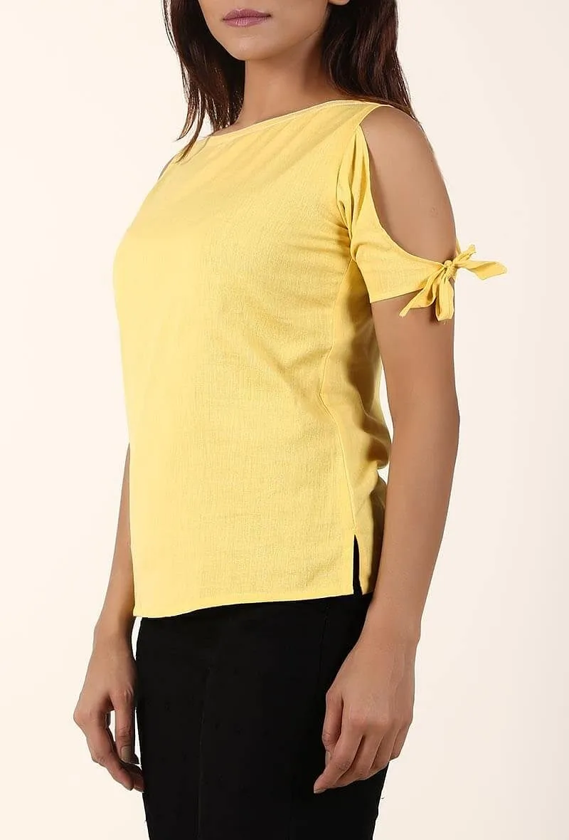 Sunflower Yellow Cold Shoulder Cotton Top