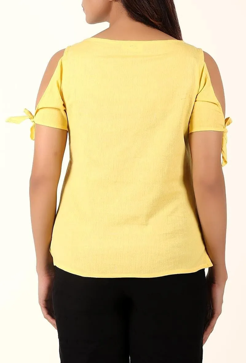 Sunflower Yellow Cold Shoulder Cotton Top