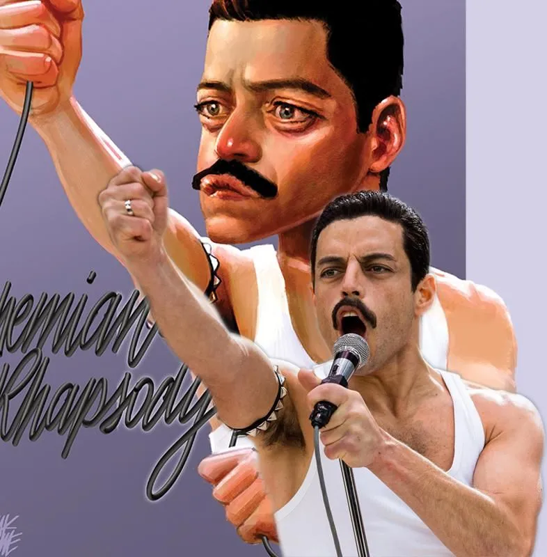 T-Shirt Rami Malek Freddie Mercury By Inkline Andrea Cara Bohemian Rhapsody - MUSIC