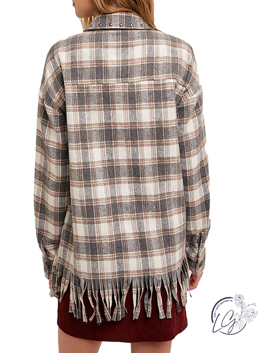 Taking On Fringe Plaid Shacket