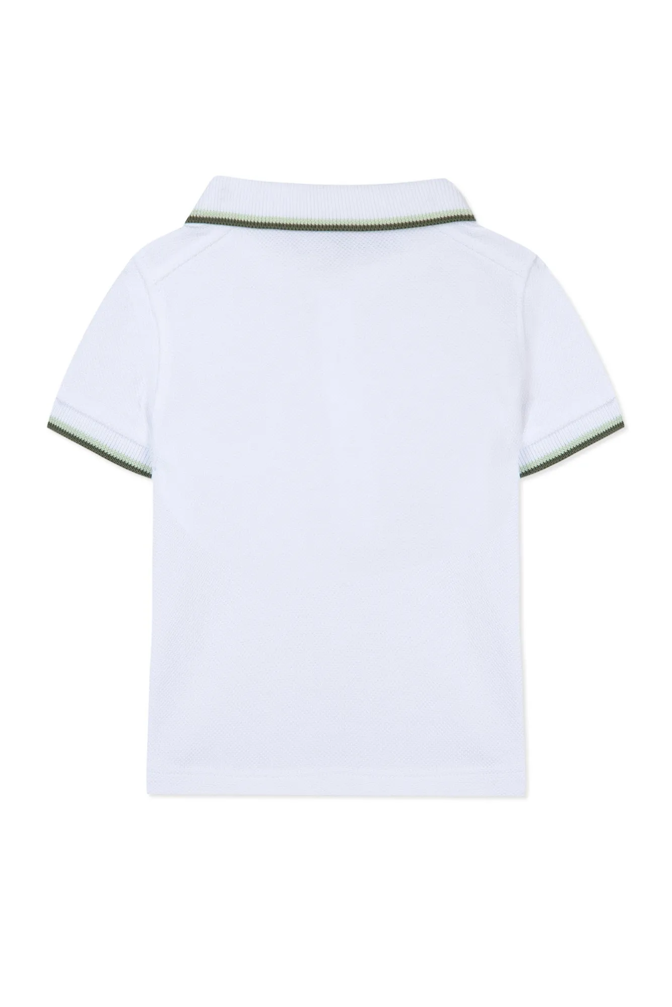 TAR White Pique Baby Polo with Laurel Green Trim