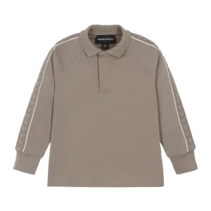 Taupe Logo Long Sleeve Polo