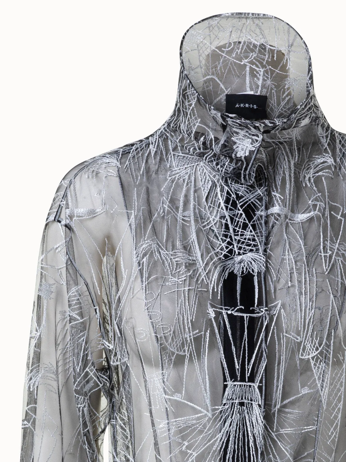 Techno Tulle Parka with Croquis Embroidery