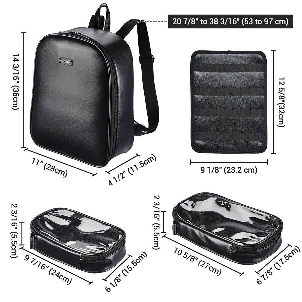 TheLAShop Black Leather Makeup Backpack Lightweight for Makeup Artist