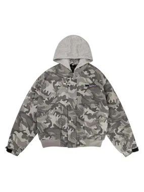 Thesupermade Camouflage Hooded Bomber Jacket