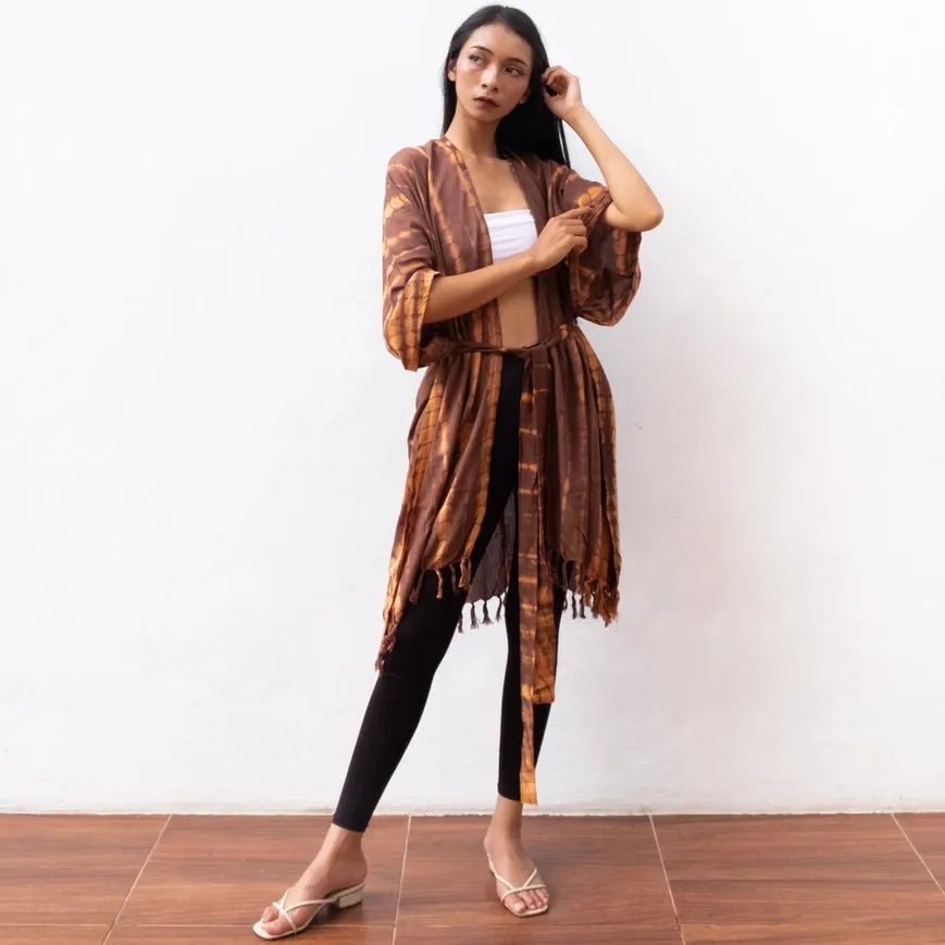 Tie Dye Summer Cardigan - Brown