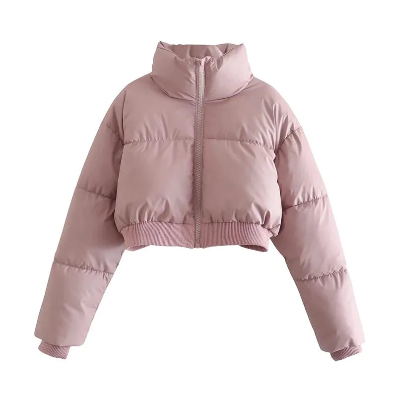 Toleet-Winter Outfits Christmas Black Friday 2024 Cotton Padded Coat Women New Winter Pink Puffer Parka Standard Collar Zipper Long Sleeve Jacket Femal Winter Warm Coat