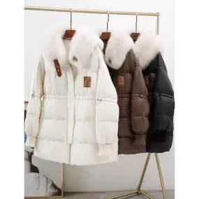 Toleet-Winter Outfits Christmas Black Friday 2024 New Winter white duck Down Detachable Fur Jacket Real fur parka Mid-Length Luxury Winter Warm Outerwear