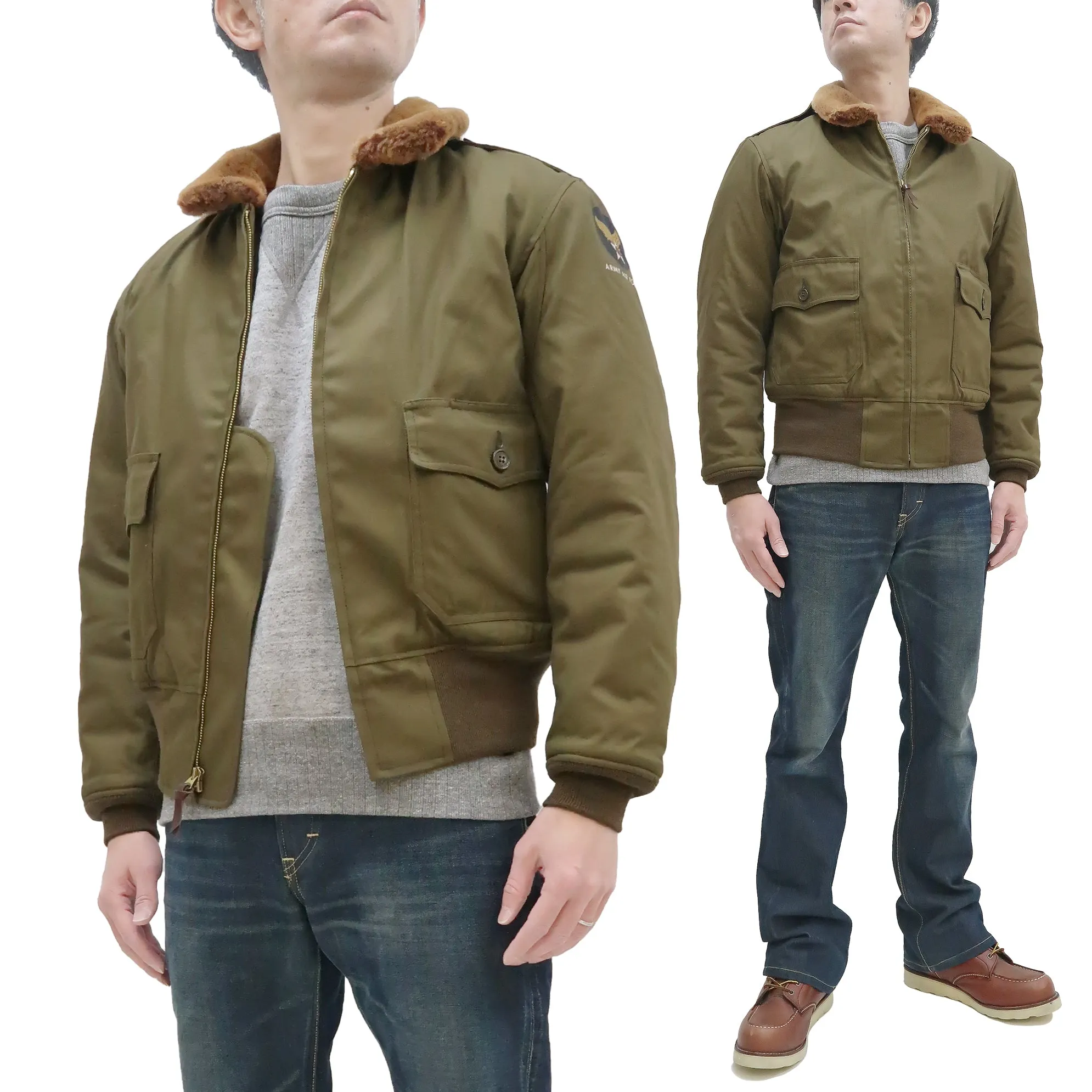 TOYS McCOY Jacket Men's USAAF B-10 Flight Jacket B10 Cotton Bomber Jacket Olive TMJ2227