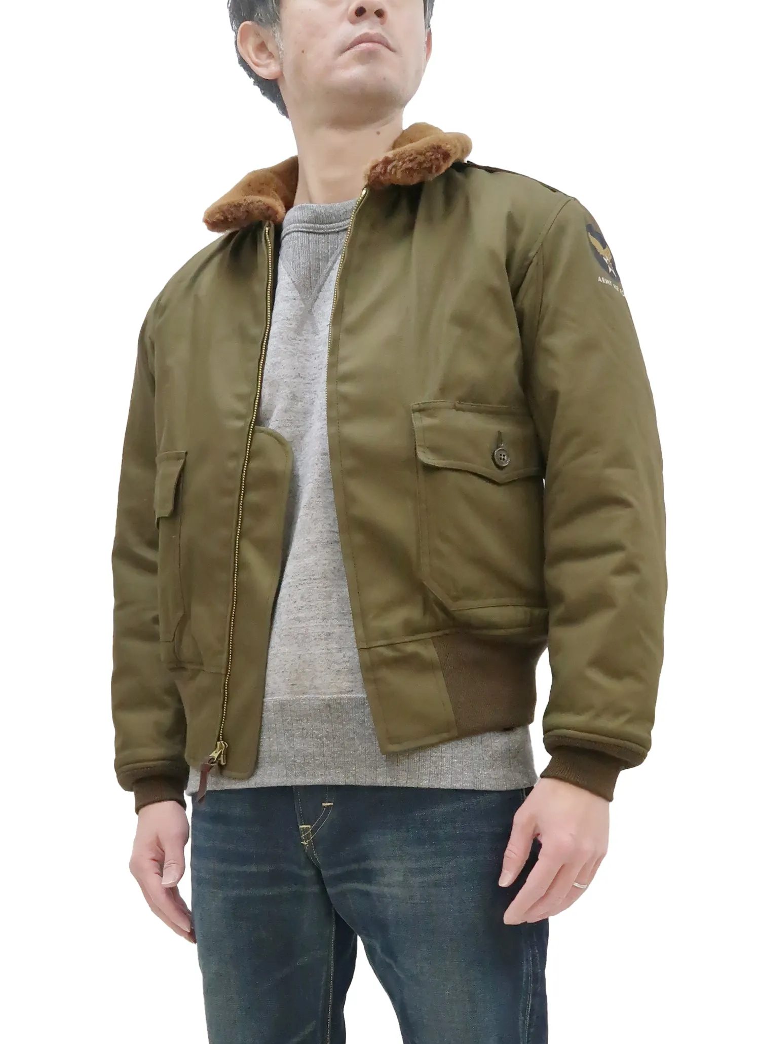 TOYS McCOY Jacket Men's USAAF B-10 Flight Jacket B10 Cotton Bomber Jacket Olive TMJ2227