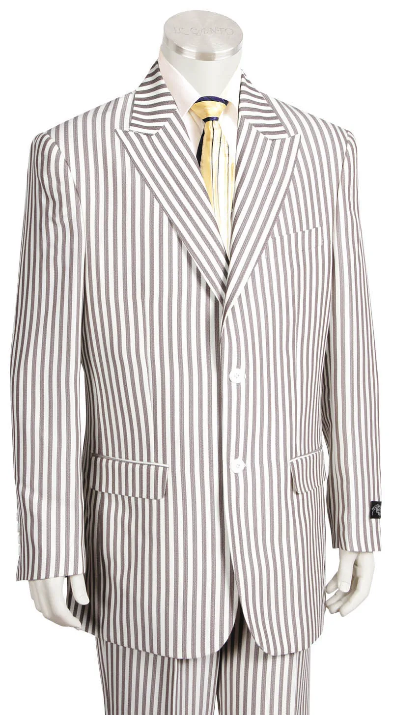 Victorian Stripes Peaked Lapel 2pc Zoot Suit Set - Charcoal