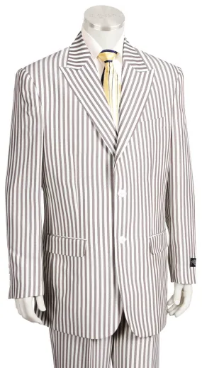 Victorian Stripes Peaked Lapel 2pc Zoot Suit Set - Charcoal