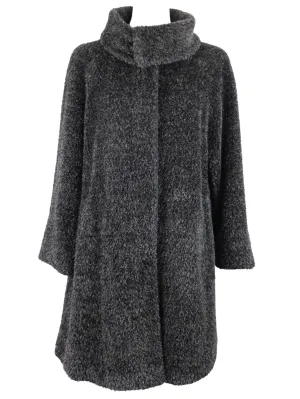 Vintage 2000s Y2K Max Mara Designer Chic Alpaca Wool Dark Grey Midi Length Winter Coat