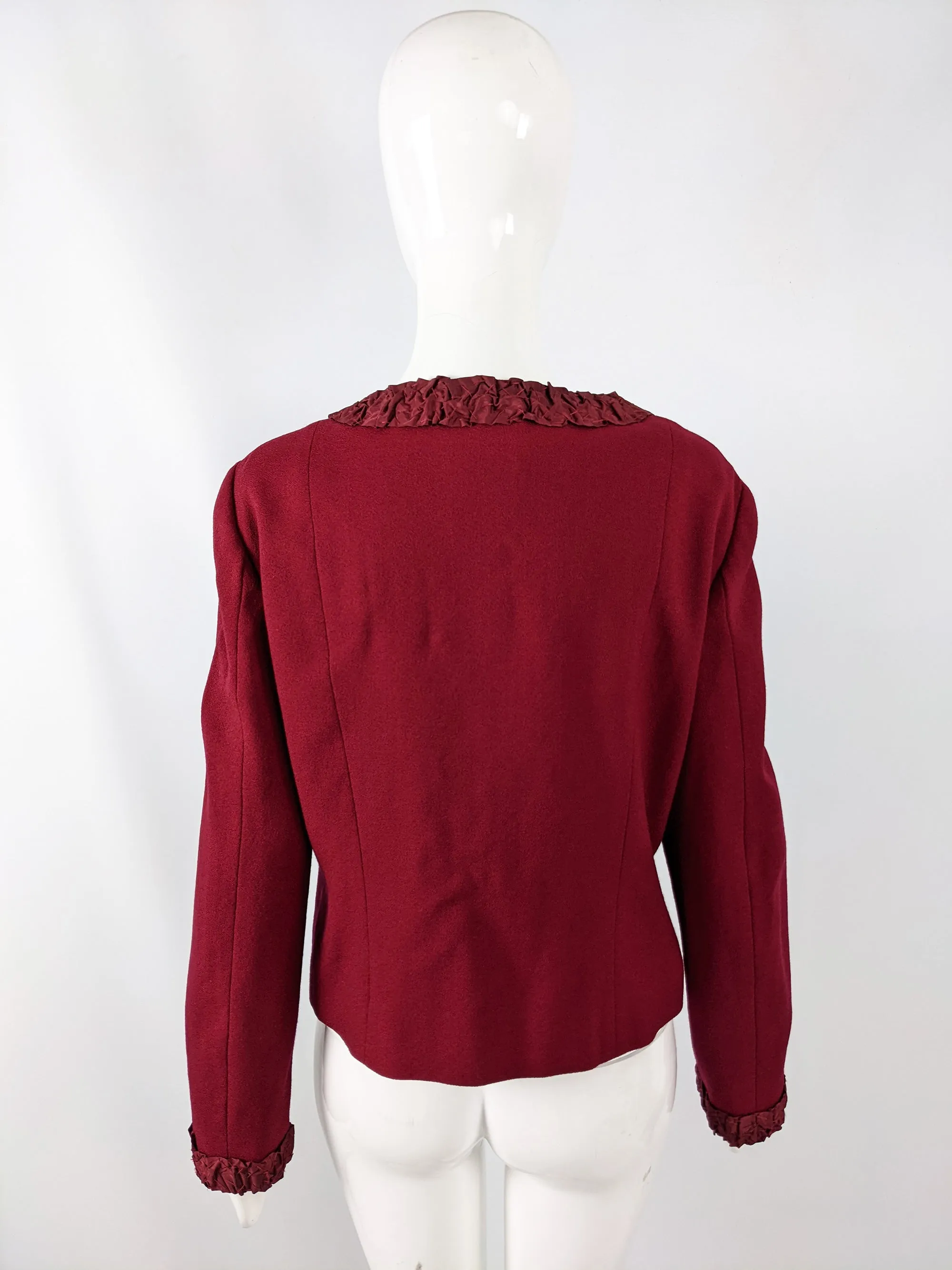 Vintage Moschino Wine Red Wool Crepe Ribbon Jacket