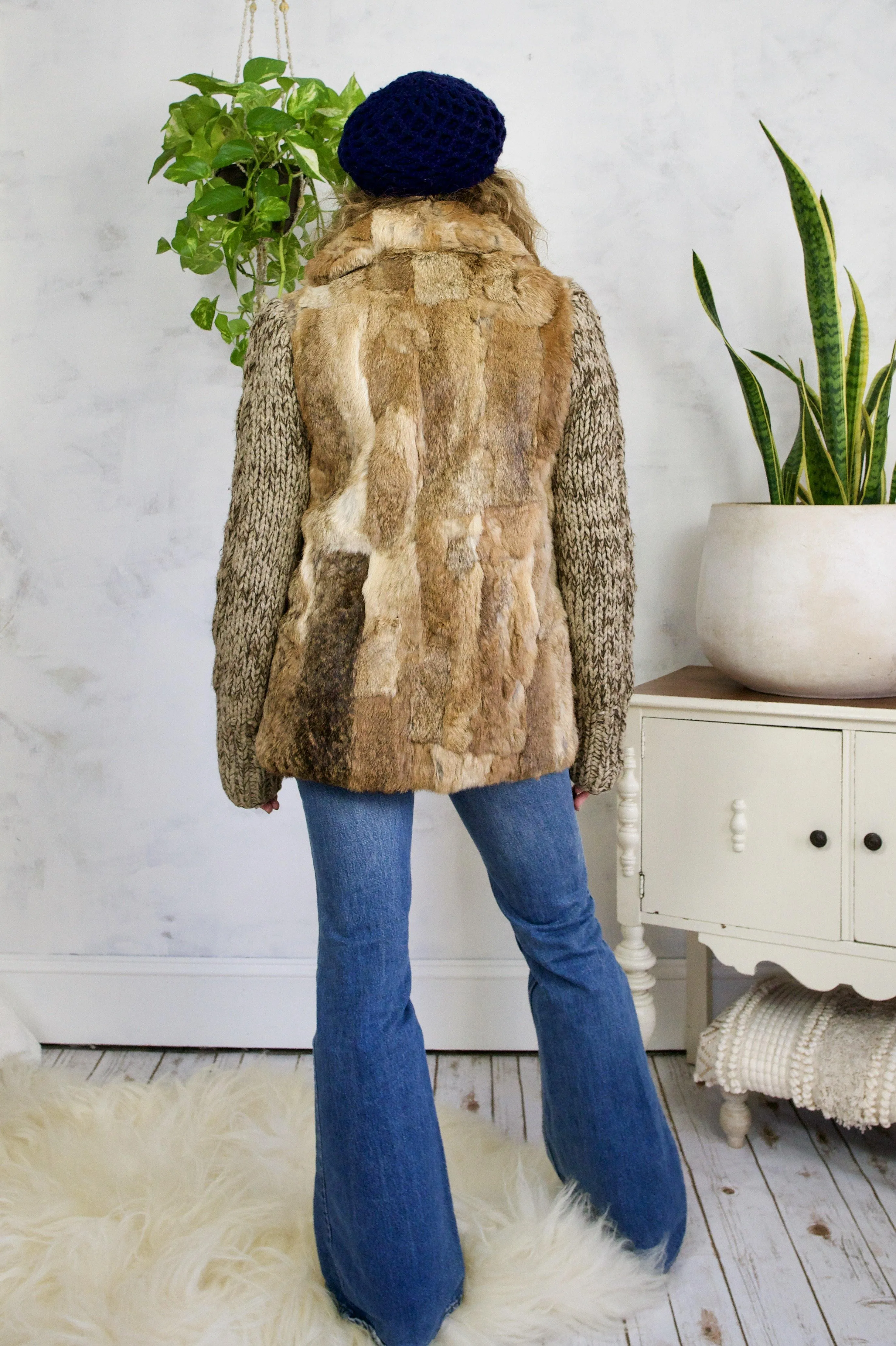 Vintage Rabbit Fur Sweater Knit Coat