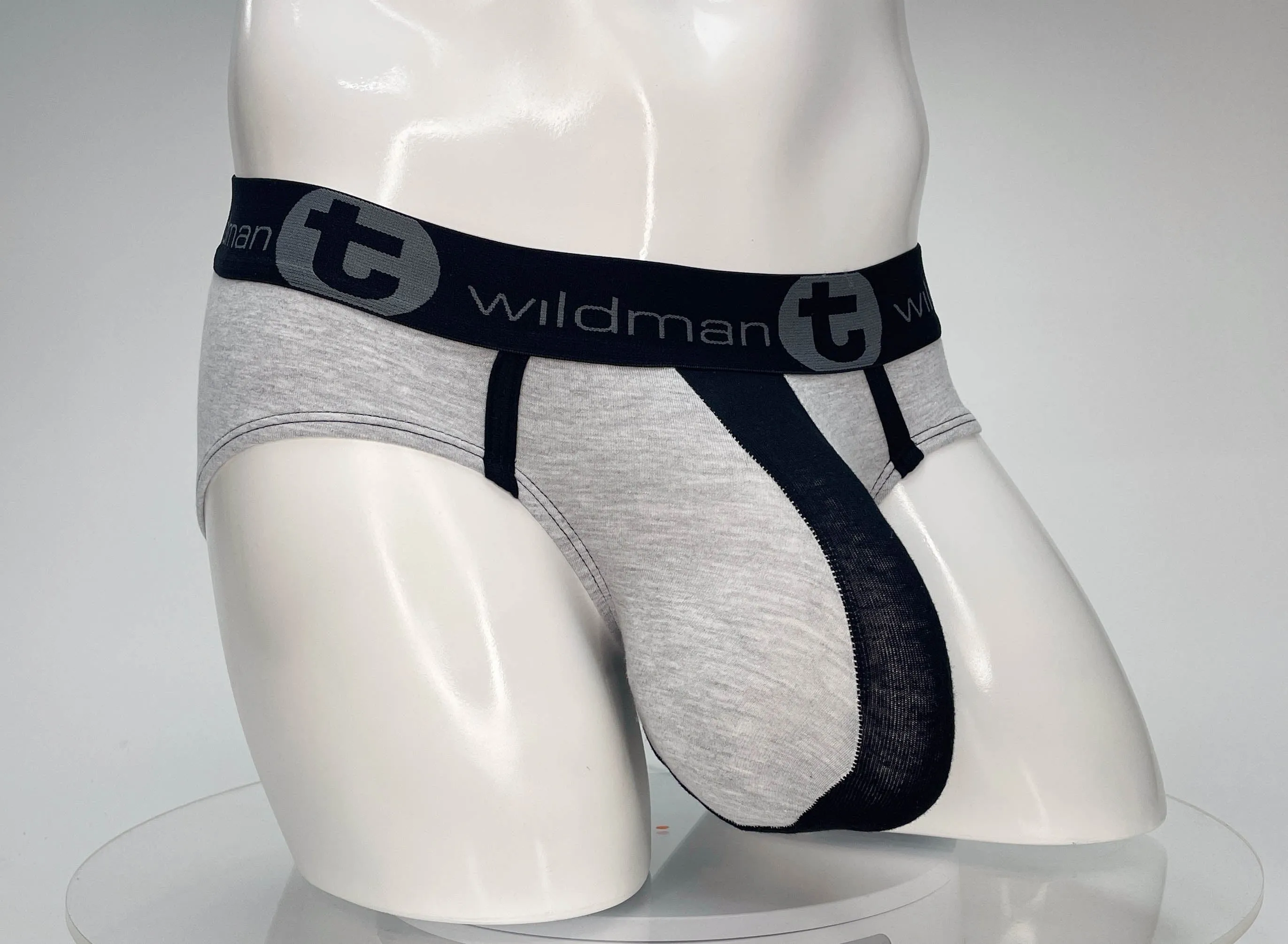 WildmanT Cotton Monster Cock Brief Black and Gray