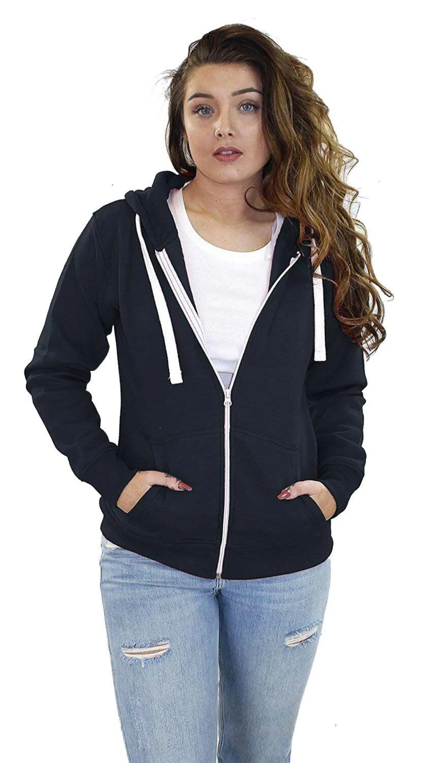 Women Plain Soft Fleece Hoodie - UK 8/10