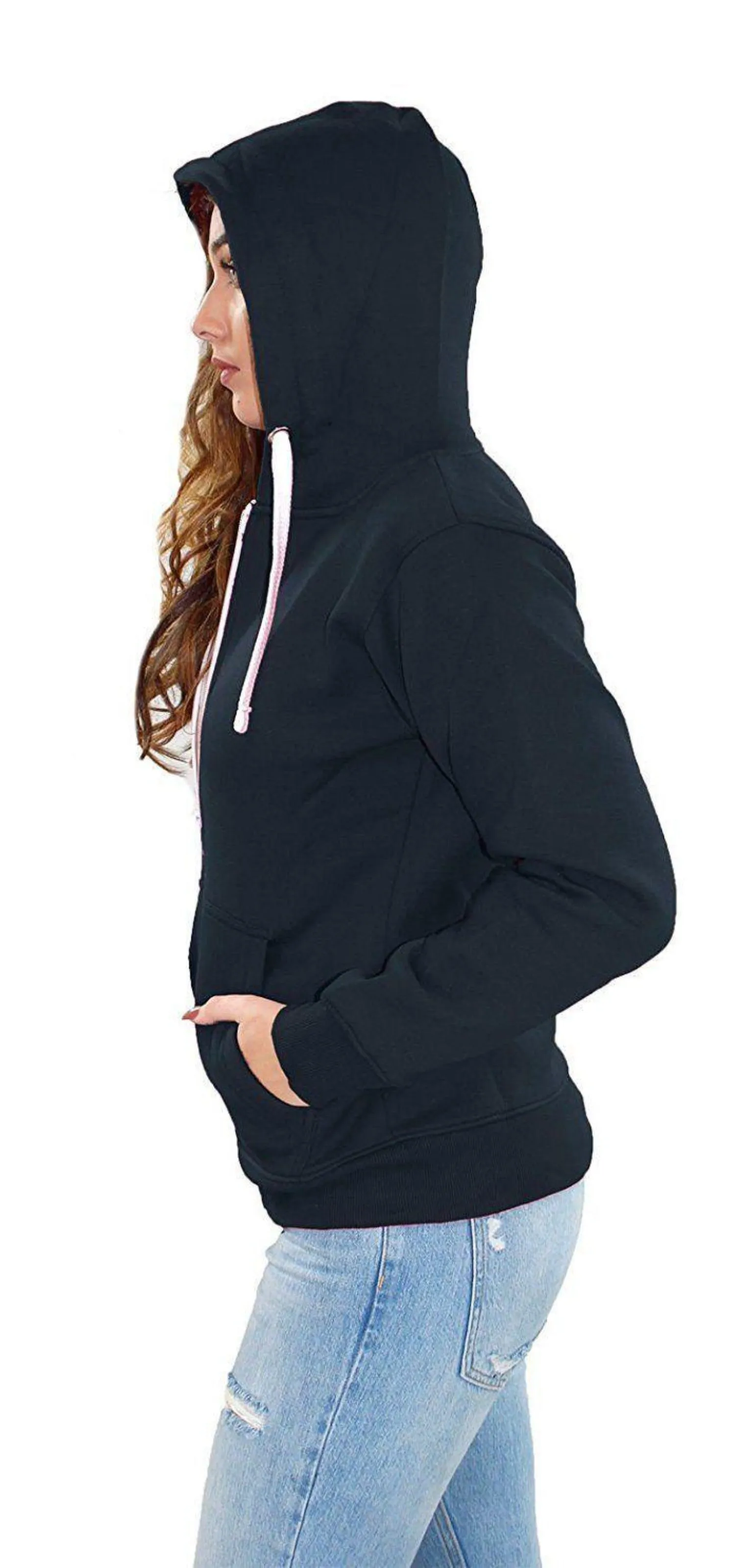 Women Plain Soft Fleece Hoodie - UK 8/10