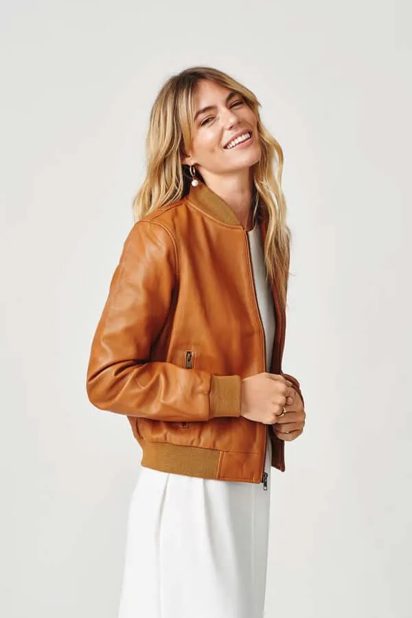 Womens Bolzano Bomber Leather Jacket