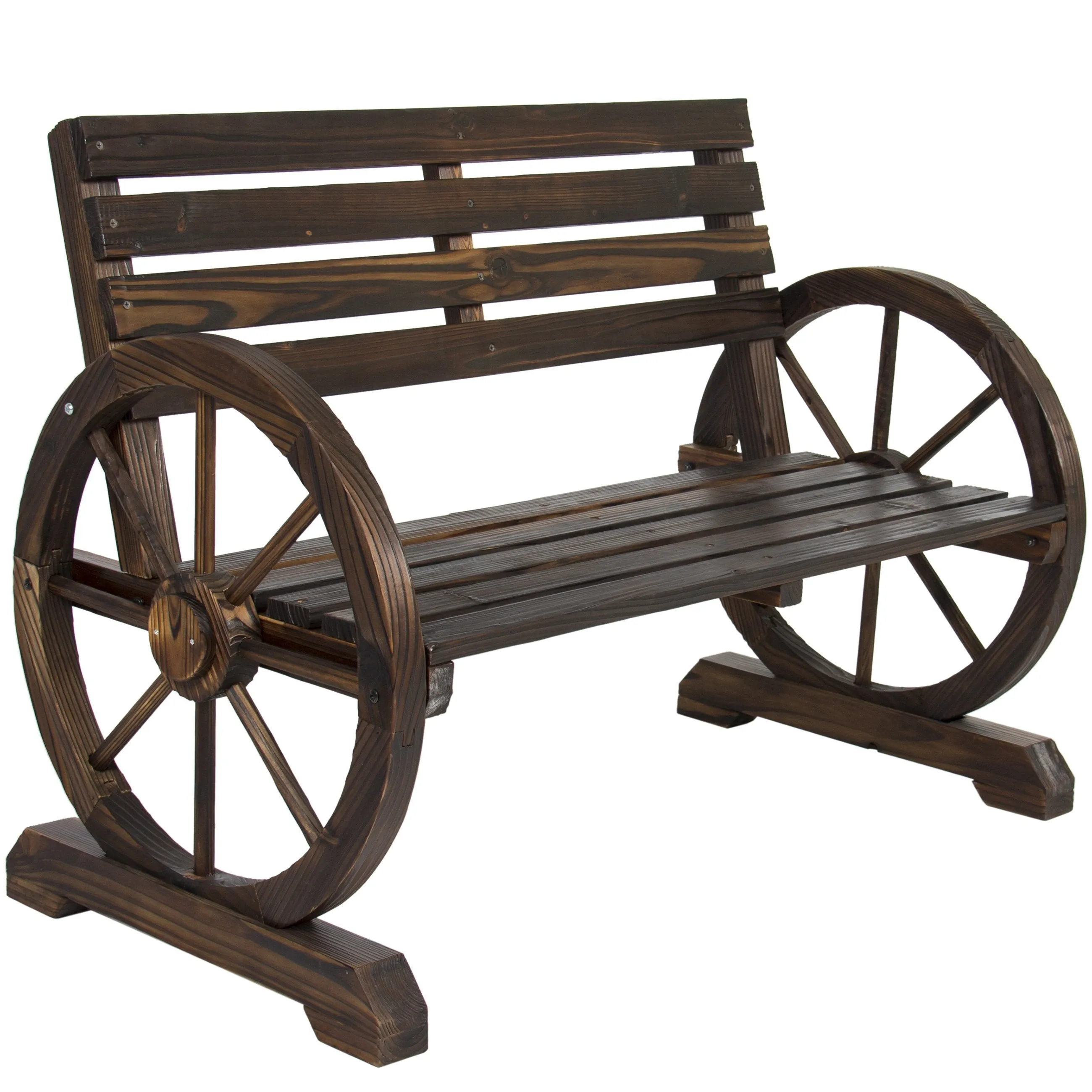 Wooden Wagon Wheel Bench