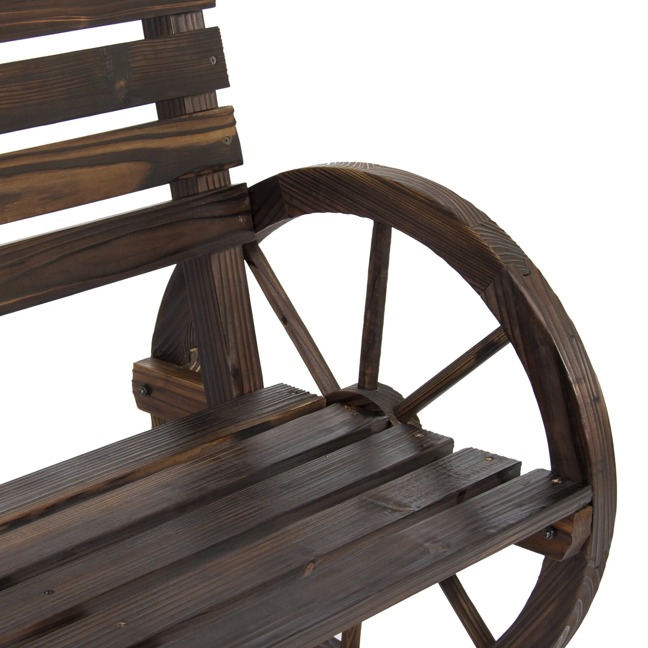 Wooden Wagon Wheel Bench