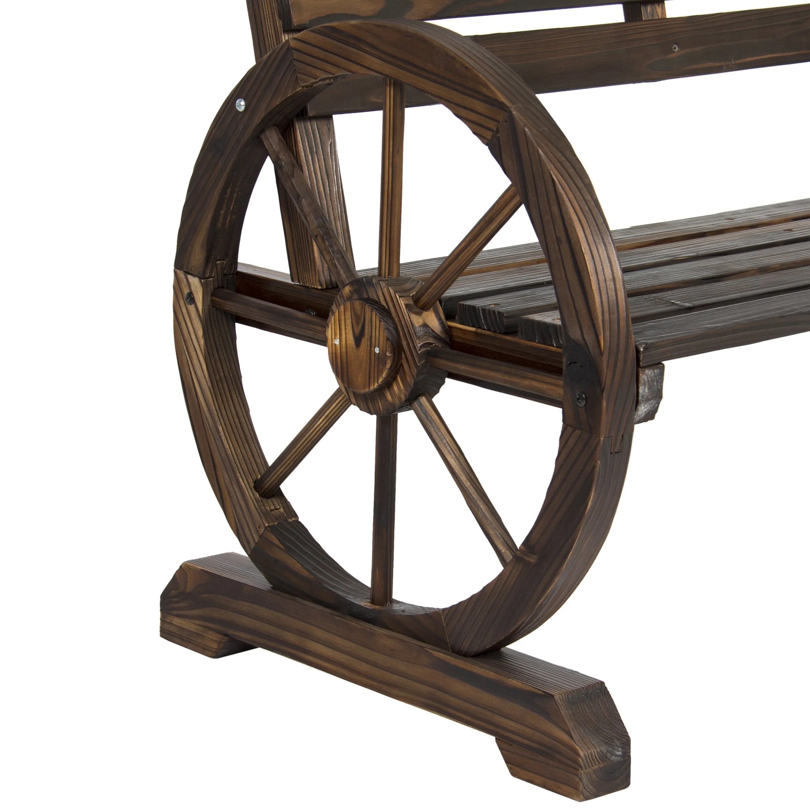 Wooden Wagon Wheel Bench