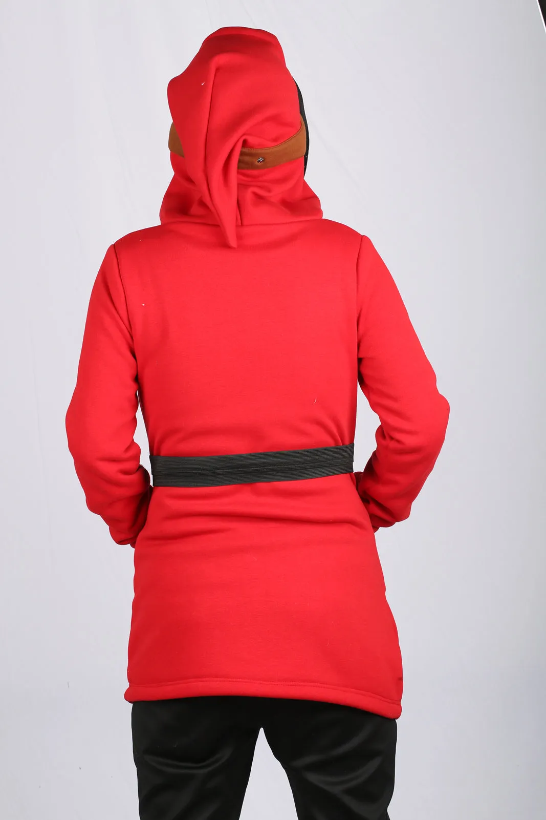 Xcoser Mario Series Shy Guy Hoodie Women's Hooded Black Sweatshirt Cosplay Costume