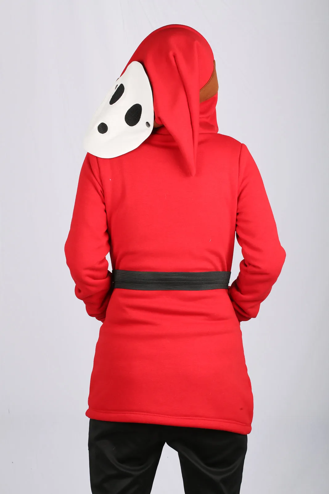 Xcoser Mario Series Shy Guy Hoodie Women's Hooded Black Sweatshirt Cosplay Costume